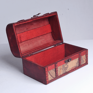 Шкатулка Сундук Карта мира 18х11 см темный рисунок под красное дерево