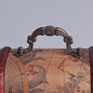 Шкатулка Сундук Карта мира 18х11 см темный рисунок под красное дерево