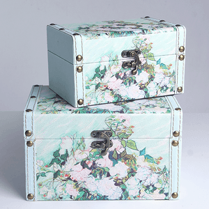 Шкатулка Кейс 17х10х11 см цветы голубая