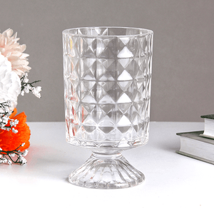 Ваза на ножке Фрея 10х17 см ромбы прозрачная