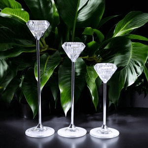 Подсвечник Набор 3 шт Кристалл 28 22 18 см серебряные ножки