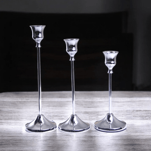 Подсвечники 3 шт Лина  22 19 16 см хром
