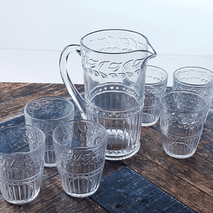 Кувшин для напиков 1,2 л 6 стаканов по 340 мл Флора рельфное стекло