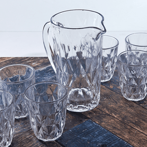 Кувшин для напиков 1,2 л 6 стаканов по 340 мл Грани рельфное стекло