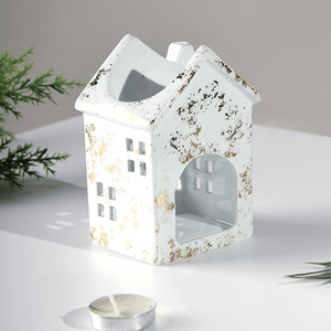 Аромалампа Домик 9х12 см Уют белая с золотом