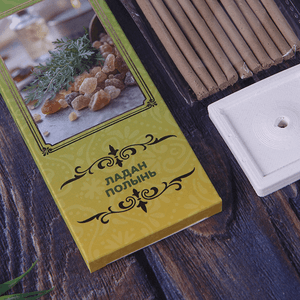 Благовония безосновные Ладан Полынь Набор 10 шт с подставкой