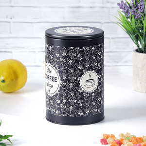 Банка для Кофе 1,35 л рисунок флора черная с бежевым