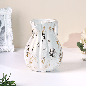 Ваза Кувшин Венди 16х18 см белая с золотом