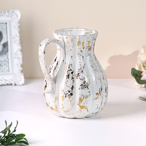 Ваза Кувшин Венди 16х18 см белая с золотом