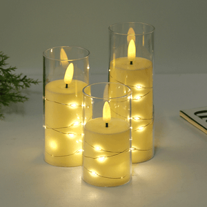 Свечи светодиодные Набор 3 шт 15 12,5 10 см белые гладкие со светодиодами