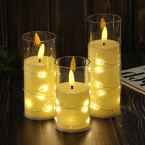 Свечи светодиодные Набор 3 шт 15 12,5 10 см белые гладкие со светодиодами