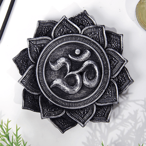 Подставка для благовоний Лотос Ом 10 см античное серебро