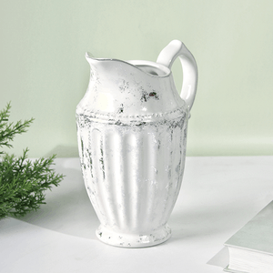 Ваза Кувшин Ампир 17х20 см белая с серебром