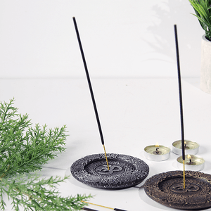 Подставка для благовоний Ом 10 см античное серебро