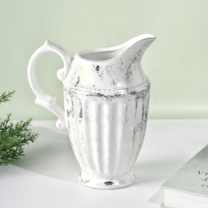 Ваза Кувшин Ампир 17х20 см белая с серебром