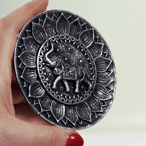 Подставка для благовоний Слоник 10 см античное серебро