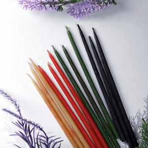 Свечи восковые натуральные Набор 12 шт 15 см микс цветов