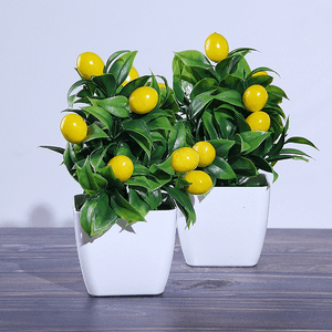 Искусственное растение 2 шт Лимон 18 см квадратный горшок