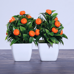 Искусственное растение 2 шт Мандарин 18 см квадратный горшок