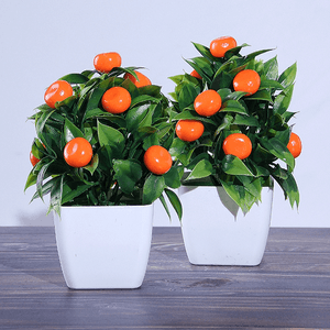 Искусственное растение 2 шт Мандарин 18 см квадратный горшок