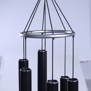 Музыка ветра 6 труб 100 см чёрная с серебром