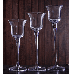 Подсвечник высокий Бергамо Набор 3 шт 26,23,20 см прозрачные