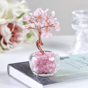 Дерево денежное 12 см Розовый кварц натуральный камень