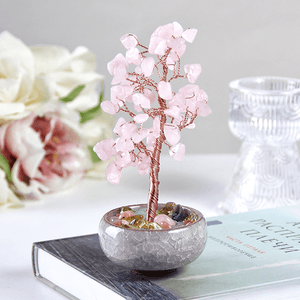 Дерево денежное 15 см Розовый кварц натуральный камень