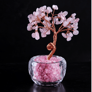 Дерево денежное 12 см Розовый кварц натуральный камень