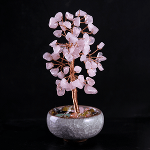 Дерево денежное 15 см Розовый кварц натуральный камень