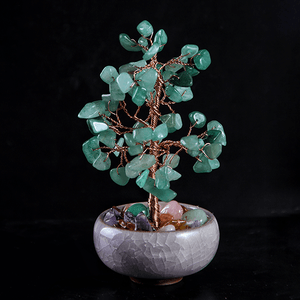 Дерево денежное 15 см Авантюрин натуральный камень серое кашпо