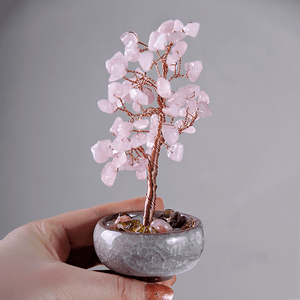 Дерево денежное 15 см Розовый кварц натуральный камень