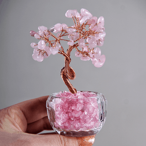 Дерево денежное 12 см Розовый кварц натуральный камень