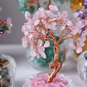 Дерево денежное 12 см Розовый кварц натуральный камень