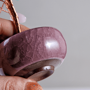 Дерево денежное 15 см Микс из камней натуральный камень лиловое кашпо