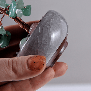 Дерево денежное 15 см Авантюрин натуральный камень серое кашпо