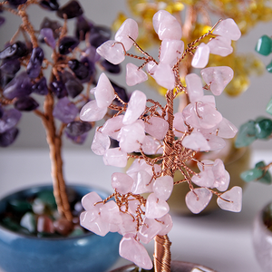 Дерево денежное 15 см Розовый кварц натуральный камень