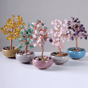 Дерево денежное 15 см Авантюрин натуральный камень серое кашпо