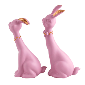 Кролики пара 25,21 см розовые с золотом