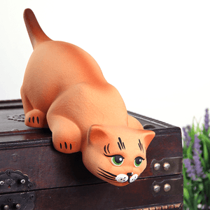 Кот на полку Хулиган 24 см рыжий матовый