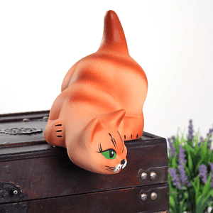 Кот на полку Шалун 20 см рыжий матовый