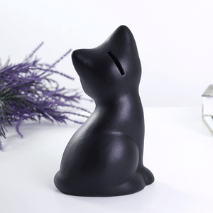 Копилка Котенок 18 см черный матовый
