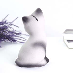 Копилка Котенок 18 см дымчатый матовый