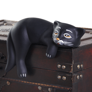 Кот на полку Сема 18х15 см черный матовый