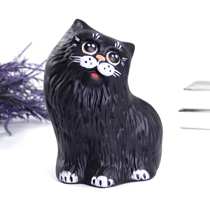 Копилка Кот Перс 12х19 см черный матовый