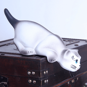 Кот на полку Хулиган 24 см белый с серым матовый