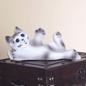 Кот Филя 28 см белый с серым матовый