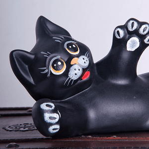 Кот Филя 28 см чёрный матовый