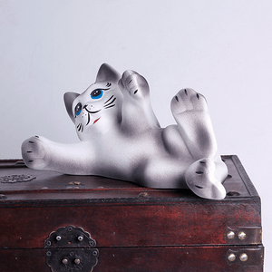 Копилка Кот Филя 28 см белый с серым матовый