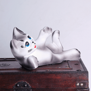 Копилка Кот Филя 28 см белый с серым матовый